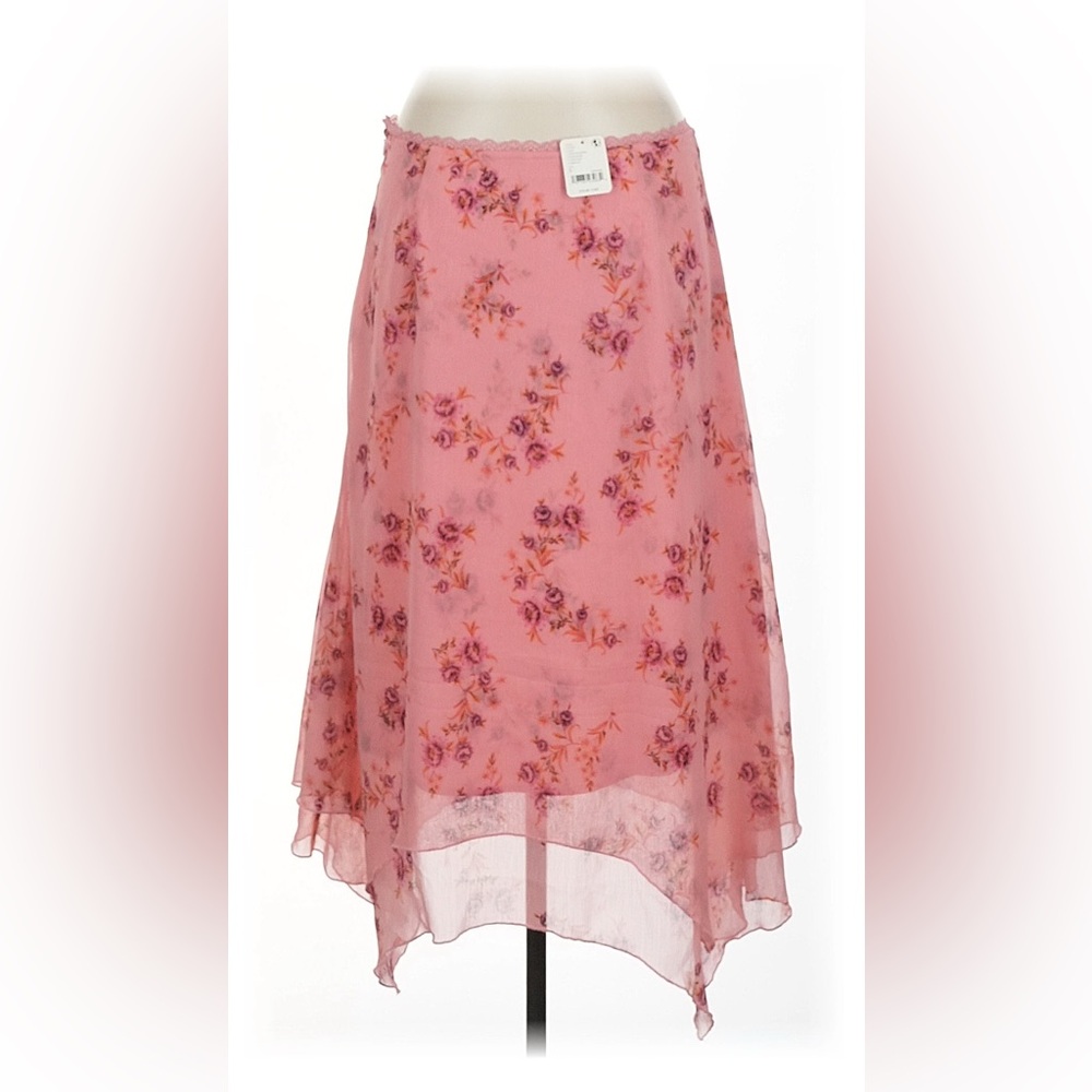 NWT Free People Garden Party Midi Maxi Skirt Asymmetrical Floral Skirt in Pink - Picture 3 of 4